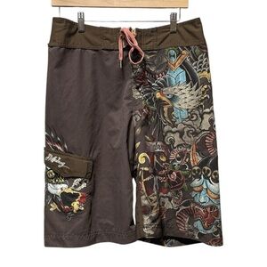 Billabong Mexico Bali Lotus Flower Cobra Snake Eagle Talon Surf Board Shorts 32